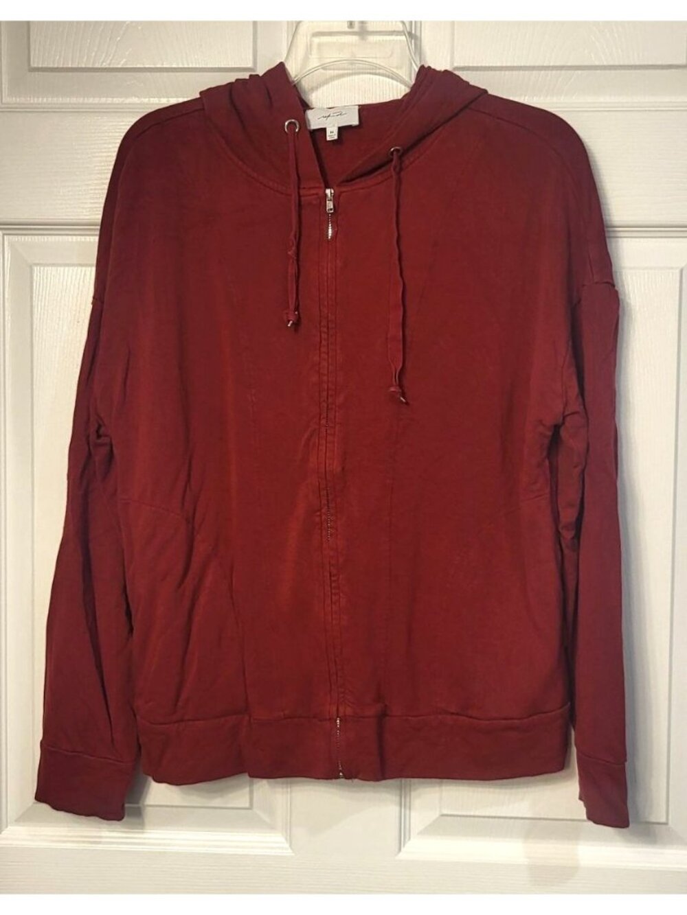Soma Red Essential Terry Full Zip Hoodie M Pockets Athleisure